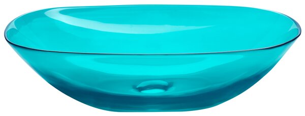 Umývadlo na dosku tyrkysové priehľadné z materiálu solid surface 54 x 36 cm moderná kúpeľňa