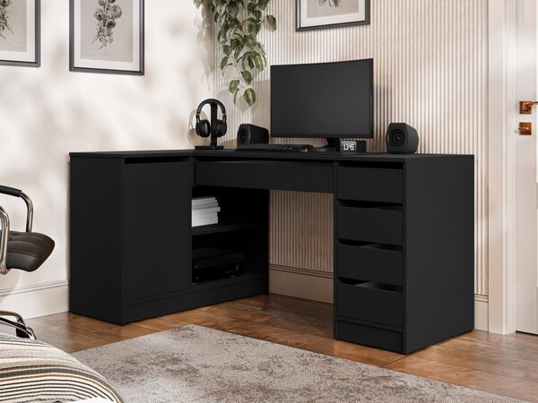 Mirjan24 Rohový PC stôl Heron, Farby: čierna 5903211508752