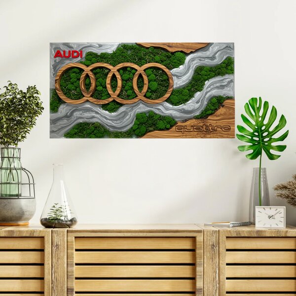 Drevený obraz s UV potlačou - Audi Epoxy Desk