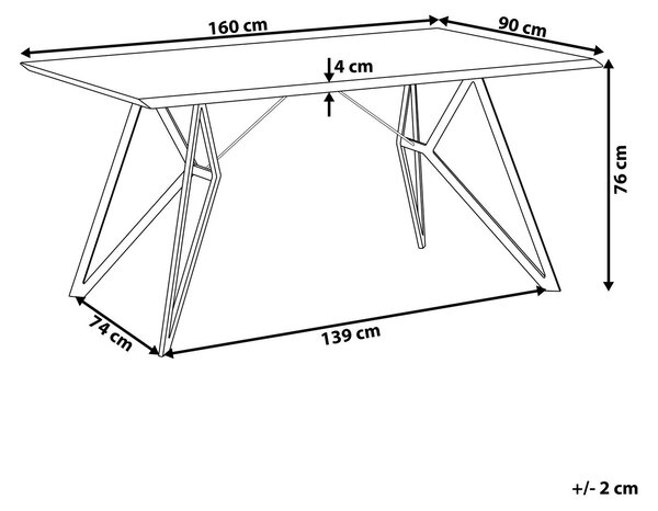 Jedálenský stôl svetlé drevo MDF čierne kovové nohy obdĺžnikový 160 x 90 cm kuchyňa jedáleň v industriálnom štýle