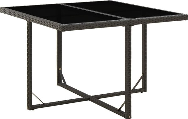 Maison Exclusive - Záhradný stôl čierny 109x107x74 cm polyratan a sklo