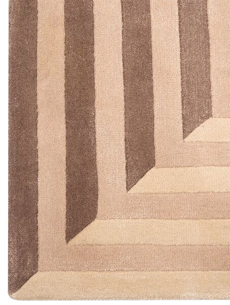 Koberec béžový viskóza a vlna obdĺžnikový tvar geometrický vzor 200 x 300 cm moderný štýl obývacia izba