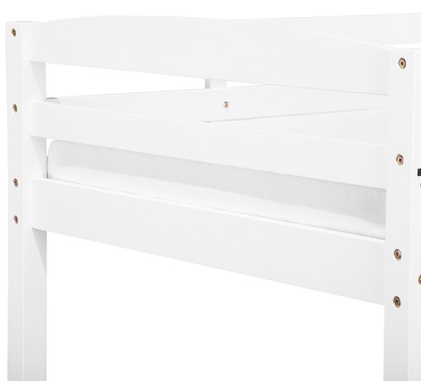 Poschodová posteľ so zásuvkami biela borovicové drevo 90 x 200 cm lamely s rebríkom úložný priestor detská izba