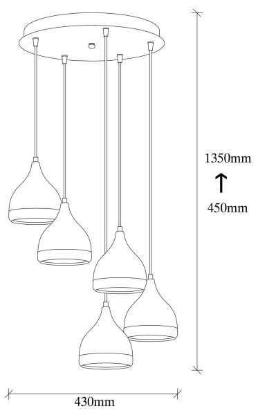 Luster na lanku YILDO 5xE27/40W/230V