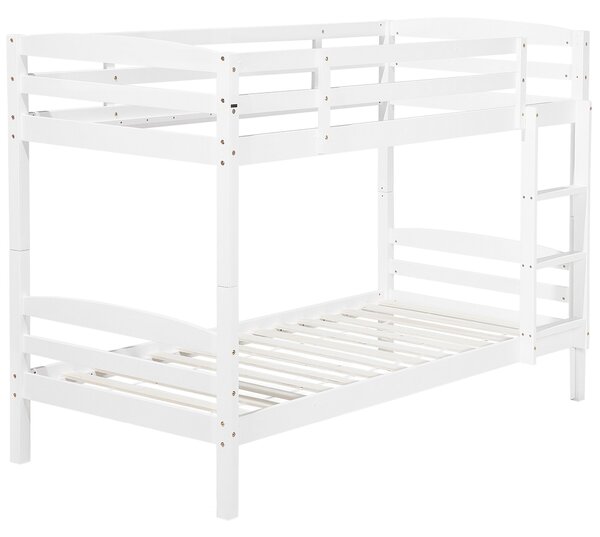 Poschodová posteľ so zásuvkami biela borovicové drevo 90 x 200 cm lamely s rebríkom úložný priestor detská izba