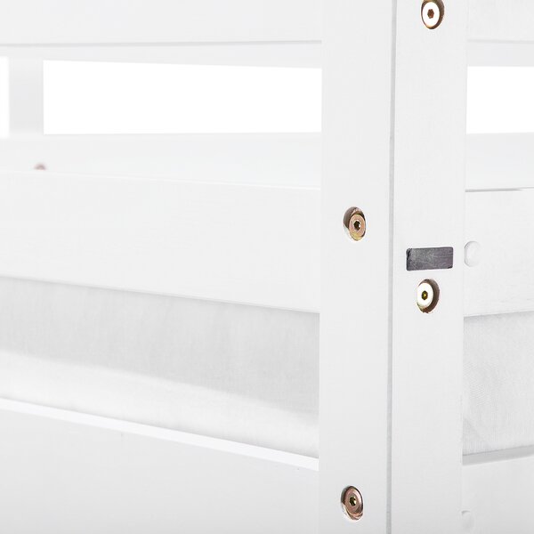 Poschodová posteľ so zásuvkami biela borovicové drevo 90 x 200 cm lamely s rebríkom úložný priestor detská izba
