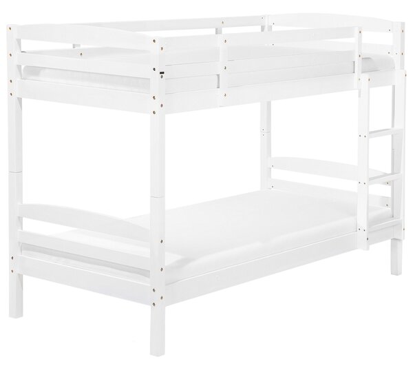 Poschodová posteľ so zásuvkami biela borovicové drevo 90 x 200 cm lamely s rebríkom úložný priestor detská izba