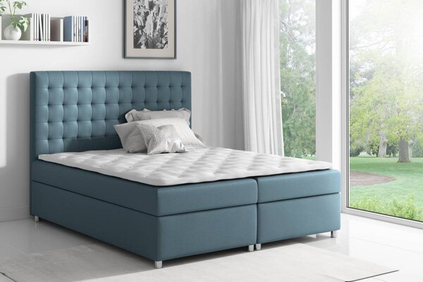 Kontinentálna posteľ Evio modrá 180 + topper zdarma