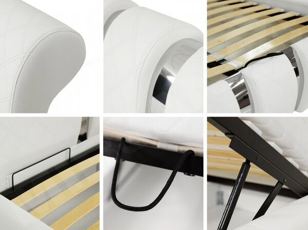 Mirjan24 Posteľ Wiko, Rozmer postele: 140x200, Dostupné poťahy: ekokoža Soft 017 5x5 + ekokoža Soft 017 (biela) 5902928210583