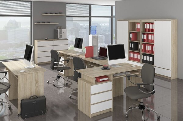 Ak furniture Volně stojící psací stůl CLP 135 cm dub sonoma/bílý
