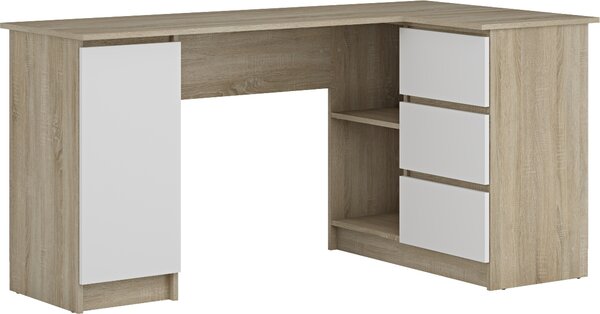 Nabbi Rohový PC stolík Alsen - dub sonoma / biela