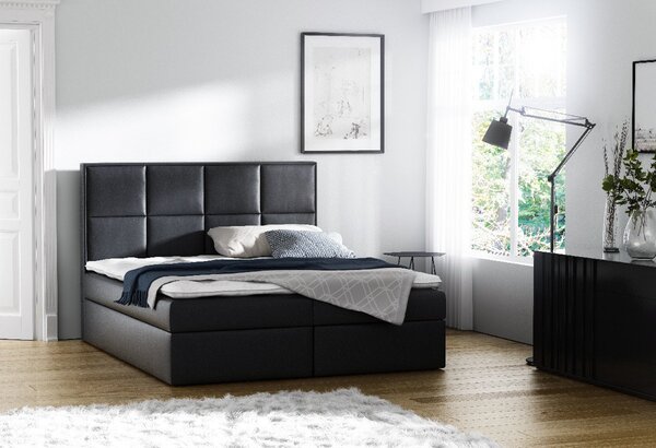 Čalúnená posteľ s úložným priestorom Sivio čierna eko koža 120 + TOPPER ZDARMA