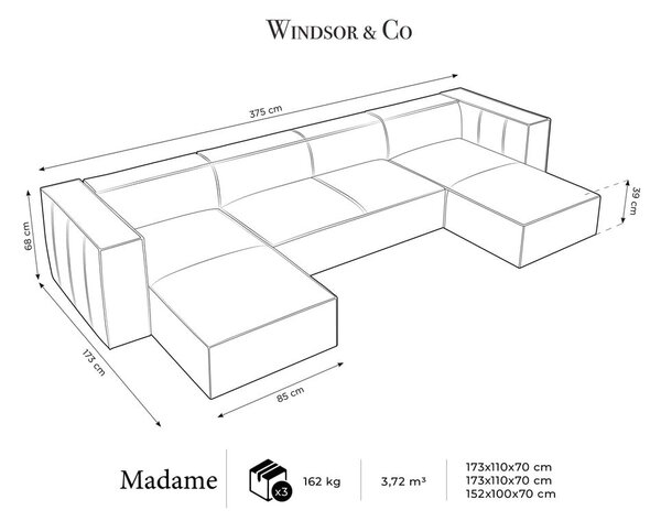 Hnedá kožená rohová pohovka (do "U") Madame - Windsor & Co Sofas