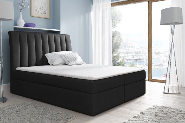Kontinentálna posteľ Kaspis čierna 120 + topper zdarma