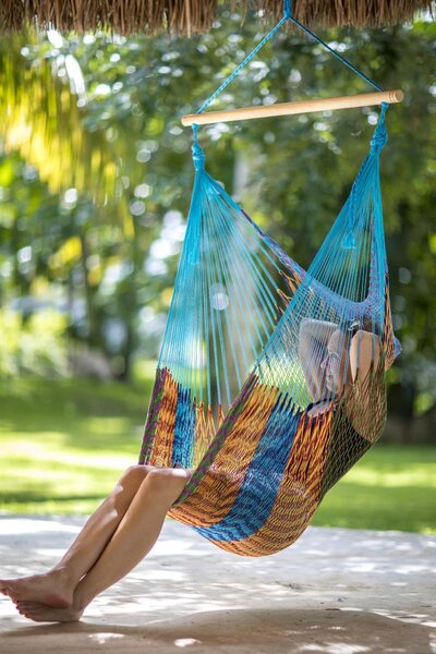 MacaMex Mexické závesné kreslo Mesh Multicolour Bavlna Hanging Chair