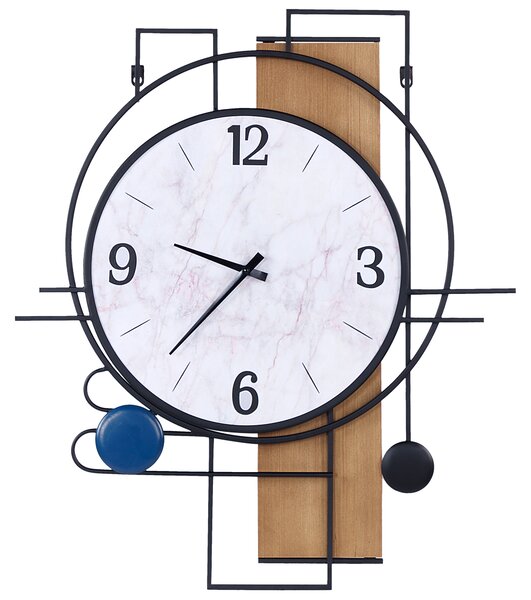 Nástenné hodiny viacfarebné MDF rám 60 x 70 cm okrúhle klasický dizajn bytové doplnky obývačka spálňa