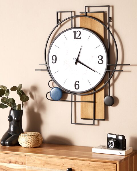 Nástenné hodiny viacfarebné MDF rám 60 x 70 cm okrúhle klasický dizajn bytové doplnky obývačka spálňa