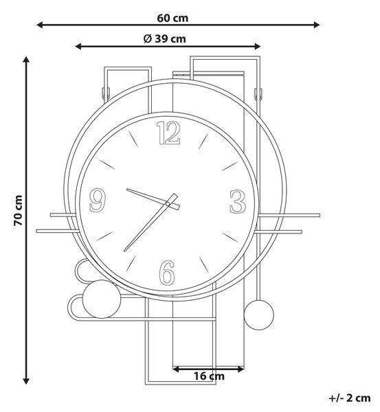 Nástenné hodiny viacfarebné MDF rám 60 x 70 cm okrúhle klasický dizajn bytové doplnky obývačka spálňa