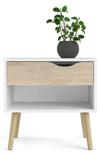 Biely/v prírodnej farbe nočný stolík Oslo – Tvilum