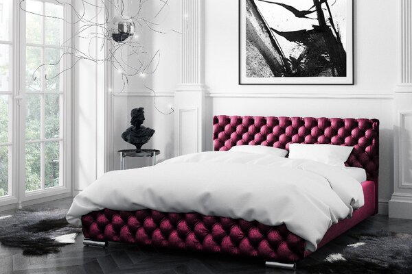 Čalúnená posteľ Farida s úložným priestorom vínová 180 x 200