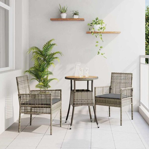 Maison Exclusive - Záhradný jedálenský set 3 pcs Sivá polyratan