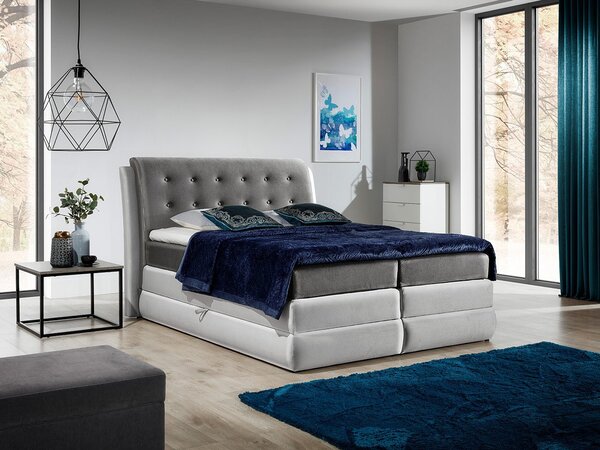 Mohutná kontinentálna posteľ VIKA 160x200, grafit + strieborná