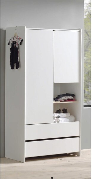 Biela detská šatníková skriňa Vipack Kiddy, 90 x 180 cm