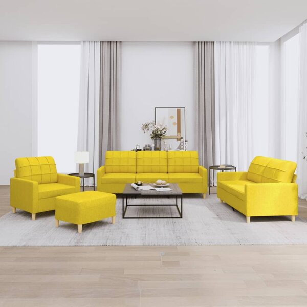 Maison Exclusive – 4-dielna sedacia súprava s vankúšmi, svetložltá látka