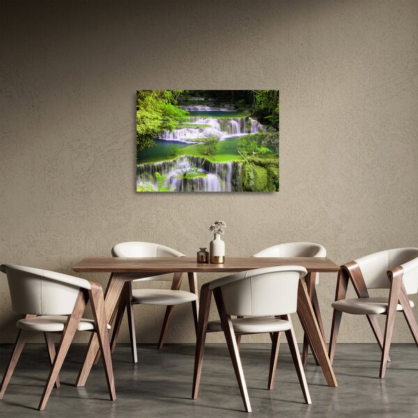 Sklenený obraz - Vodopády Huay Mae Khamin, Kanchanaburi, Thajsko (70x50 cm)