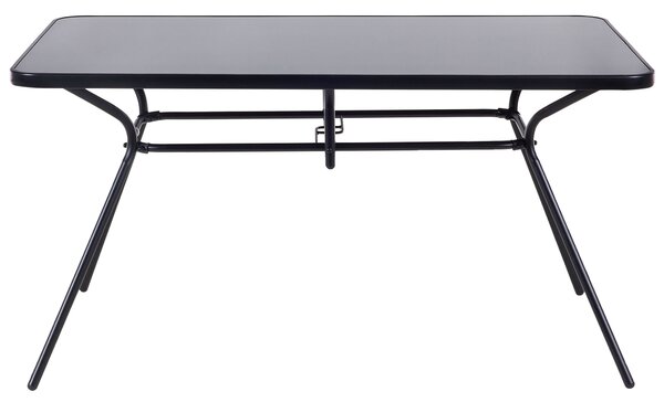 Vonkajší jedálenský stôl čierny oceľový 140 x 80 cm moderný štýl záhrada exteriér