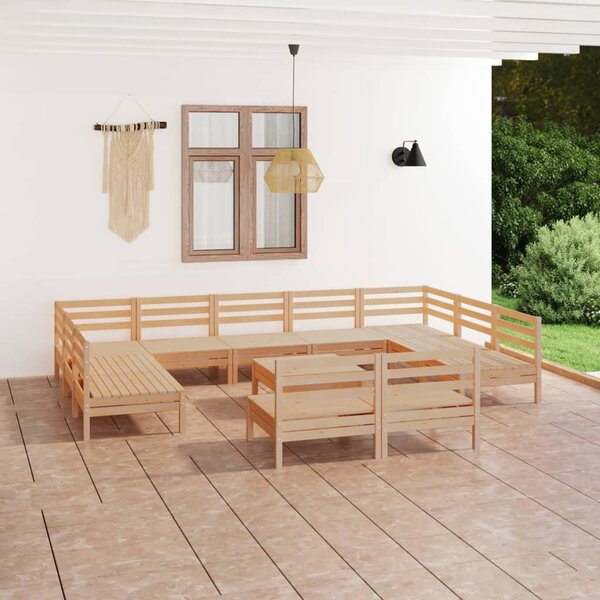 Maison Exclusive - 12-dielna záhradná sedacia súprava, borovicový masív