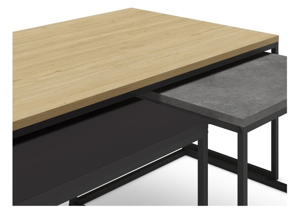 Konferenčné stolíky v súprave 3 ks v sivo-prírodnej farbe 60x110 cm Camelia – Marckeric
