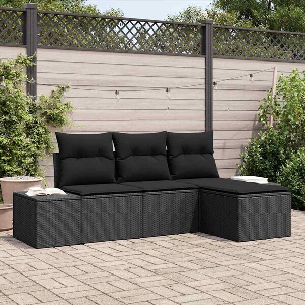 Maison Exclusive – Sedacia súprava, 4 kusy, čierna [syntetický materiál]: Polyratan