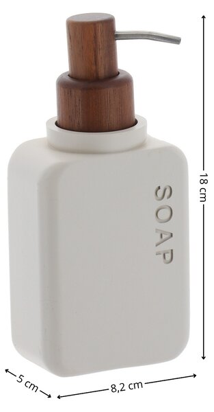 Dávkovač mydla Salva, béžová/s drevenými prvkami, 300 ml