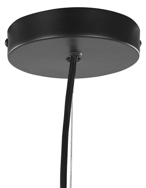 Závesná lampa čierna kovová 115 cm s 15 žiarovkami ambientné osvetlenie do interiéru