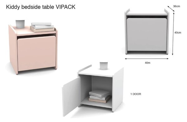 Biely detský nočný stolík Vipack Kiddy