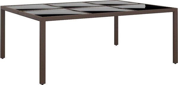 Maison Exclusive – Záhradný stôl so sklenenou doskou, hnedý, 200 x 150 x 75 cm, ratan
