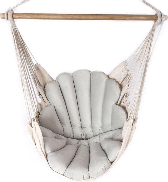 Love Gifts® Závesné kreslo s 2 vankúšmi v tvare škrupiny a sadou háčikov na strop 130/100 cm - nosnosť 150 kg, závesné kreslo pre dospelých a deti, závesné sedadlo