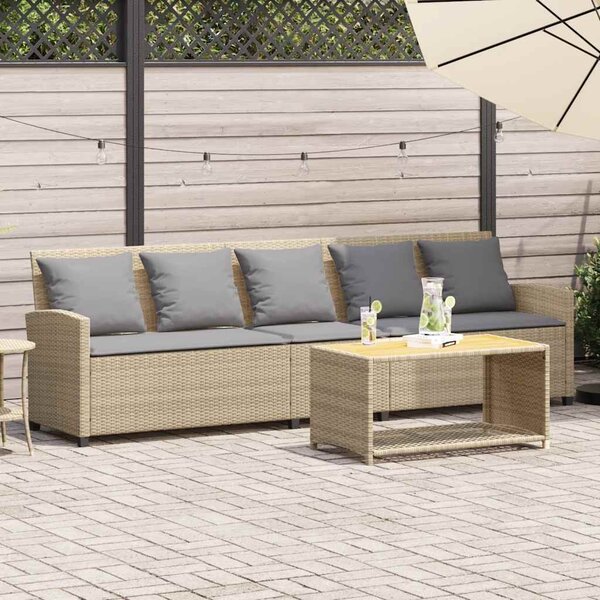 Maison Exclusive - Záhradná pohovka 5-miestna s vankúšmi Béžová Poly ratan