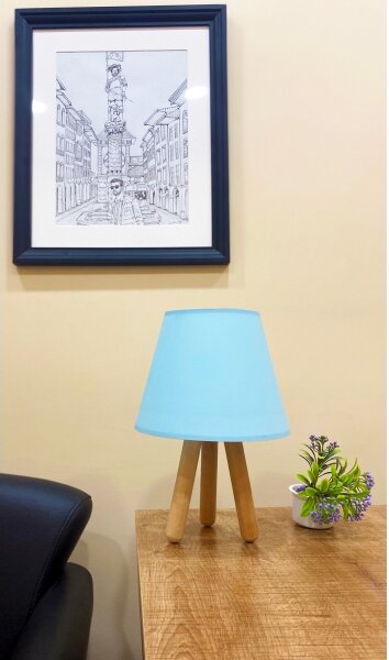 Stolná lampa WOOD 1xE27/60W/230V modrá