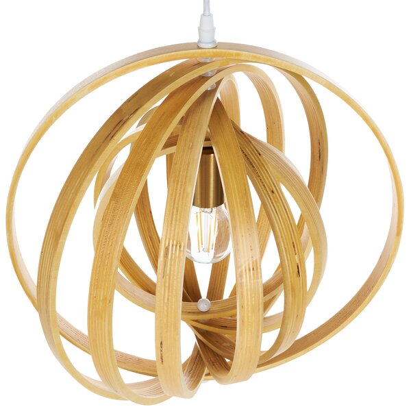 Závesná lampa svetlohnedá topoľové drevo okrúhle nastaviteľné tienidlo stropné svietidlo