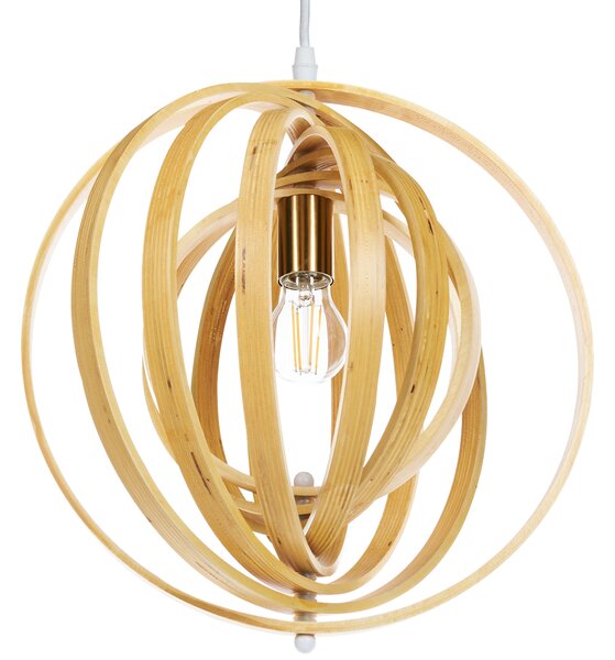 Závesná lampa svetlohnedá topoľové drevo okrúhle nastaviteľné tienidlo stropné svietidlo