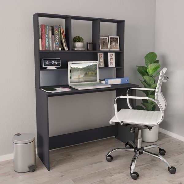 Maison Exclusive - písací stôl s policami, sivý, 110 x 45 x 157 cm, drevený materiál