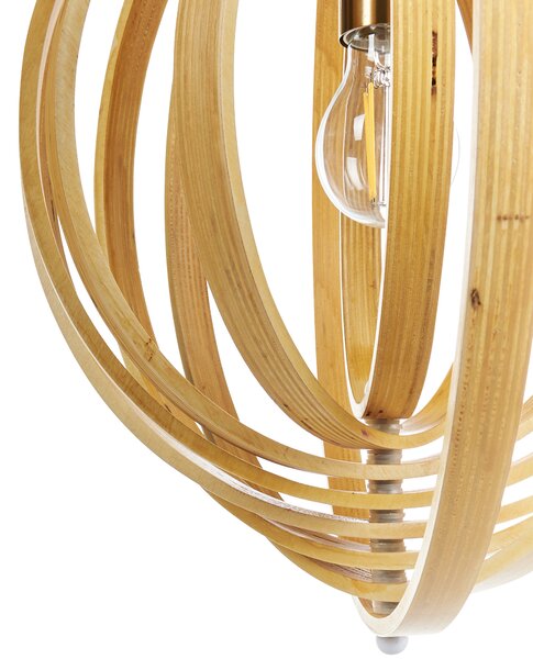 Závesná lampa svetlohnedá topoľové drevo okrúhle nastaviteľné tienidlo stropné svietidlo