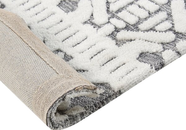 Koberec biela a sivá polyester bavlnený podklad 300 x 400 cm dekoratívny moderný dizajn obývacia izba spálňa