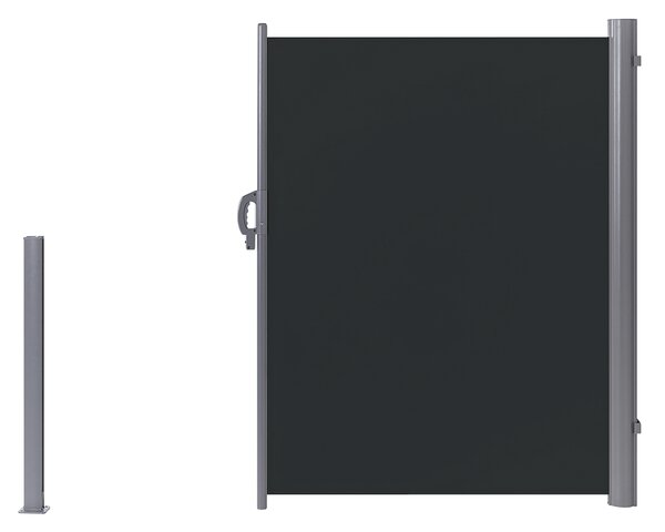 Bočná markíza grafitovosivý polyester 160 x 300 cm zaťahovacia látková tieniaca clona strieborný hliníkový rám