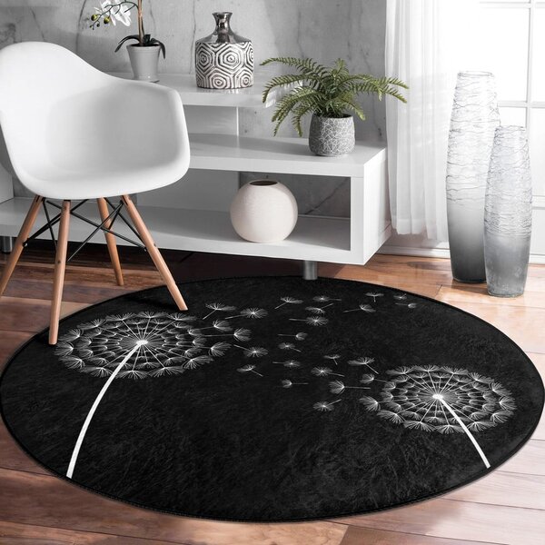 Čierny prateľný okrúhly koberec vhodný pre robotické vysávače ø 100 cm Comfort – Mila Home