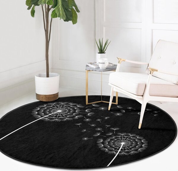 Čierny prateľný okrúhly koberec vhodný pre robotické vysávače ø 100 cm Comfort – Mila Home