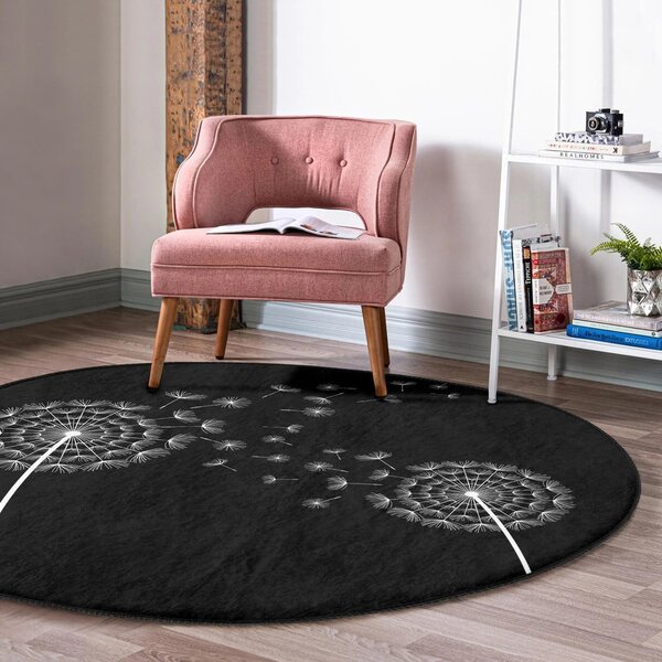 Čierny prateľný okrúhly koberec vhodný pre robotické vysávače ø 100 cm Comfort – Mila Home