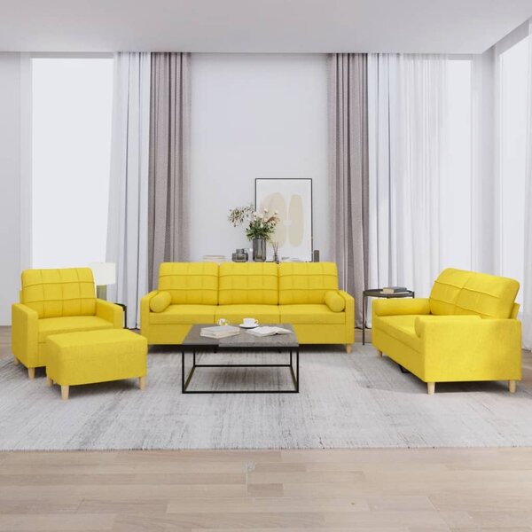 Maison Exclusive – 4-dielna sedacia súprava s vankúšmi, svetložltá látka